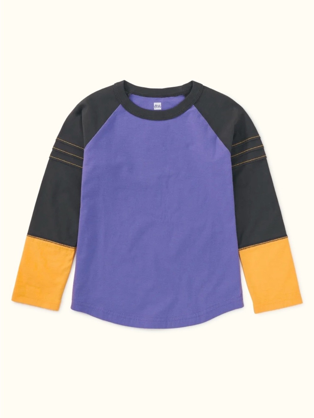 Tea Collection Explorer Colorblock Raglan Top in Han Purple | Size Kids 10